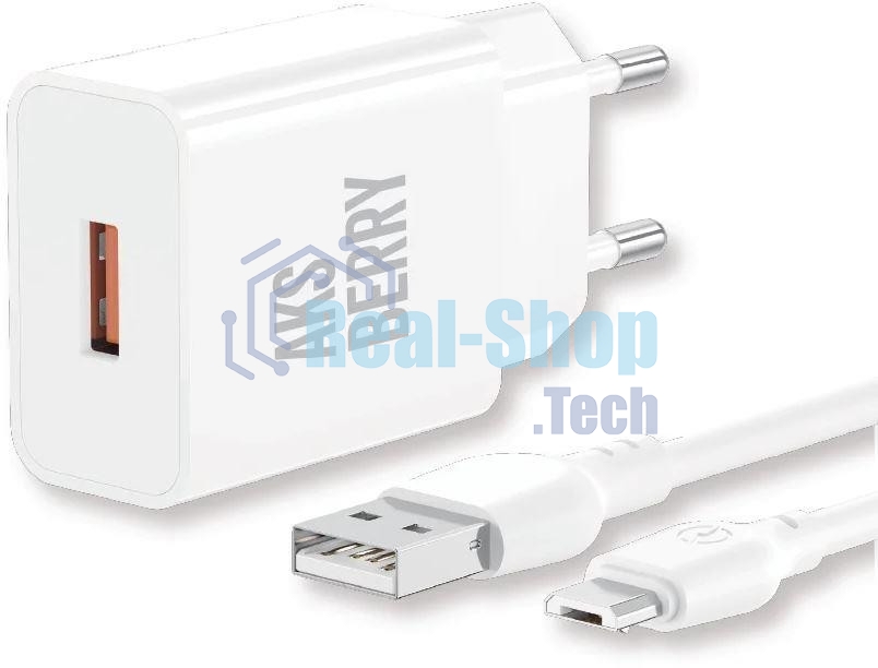 Сетевое зарядное устройство AKSBERRY (6972969383071) T42 QC3.0 + кабель MicroUSB, белый
