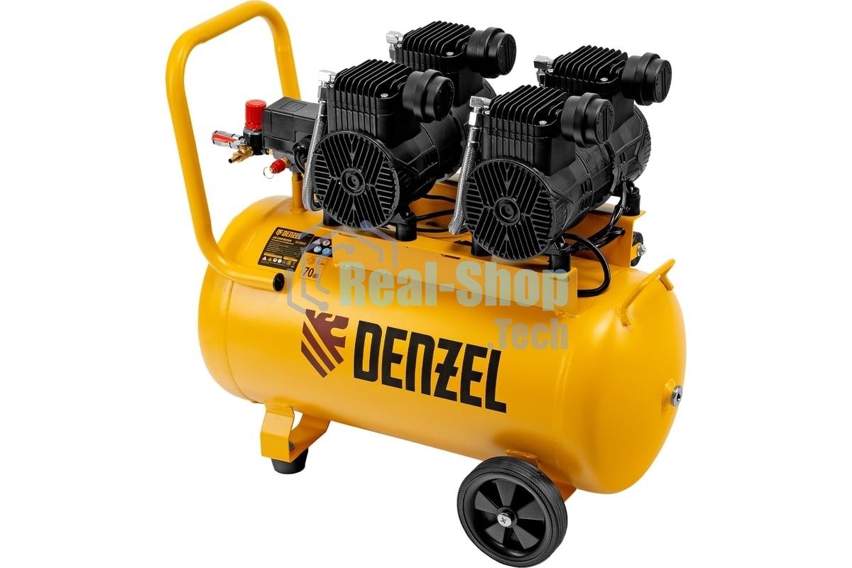 Компрессор безмасл. малошумный Denzel DLP -3000/50, 3 кВт, 2х1,5 кВт,50 л, 2850 об/мин,500 л/мин
