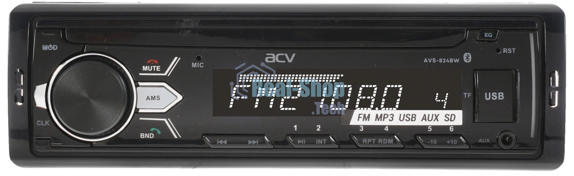 Автомагнитола ACV AVS-824BW, 1 DIN, Bluetooth, USB Type-A, AUX