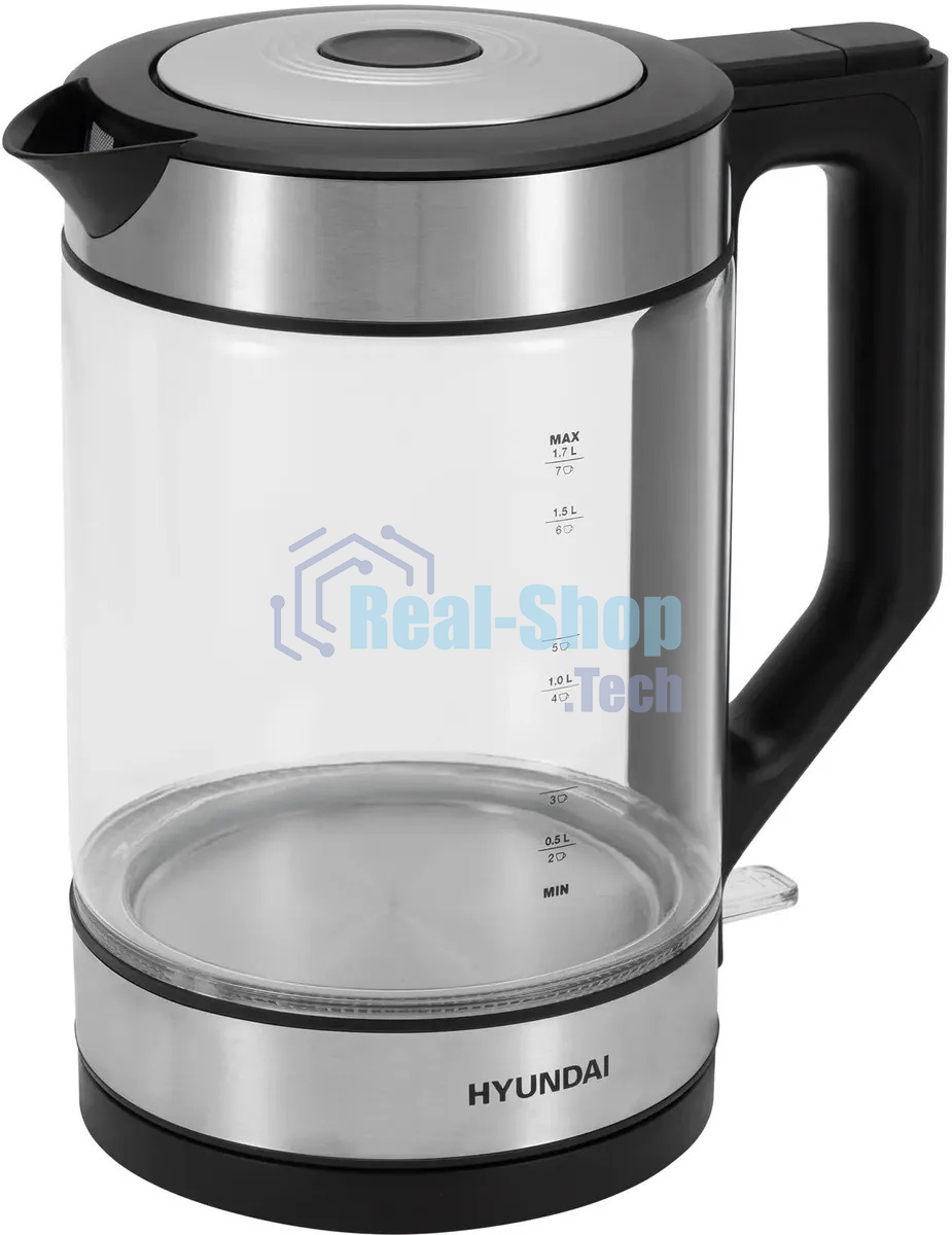 Чайник электрический Hyundai HYK-G4015 1.9л. 2200Вт черный/серебристый корпус: стекло