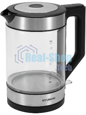Чайник электрический Hyundai HYK-G4015 1.9л. 2200Вт черный/серебристый корпус: стекло