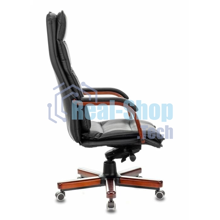 Кресло руководителя Бюрократ T-9927WALNUT/BLACK черный, кожа, крестовина дерево