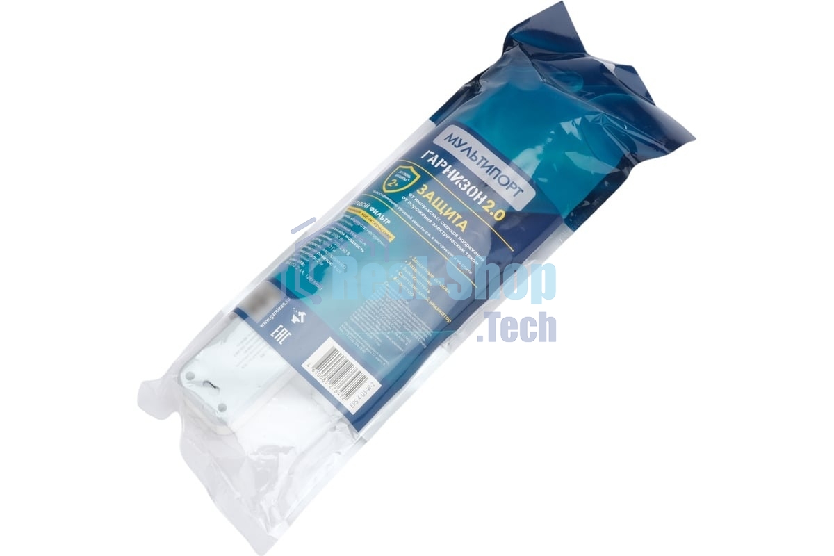 Сетевой фильтр Гарнизон 2.0 Мультипорт EPS-4-U3-W-2, 4 р, 10А, 3xUSB, 2 м, ур.защиты 2+, белый, пакет