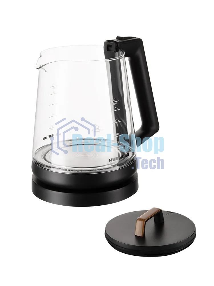 Чайник электрический Redmond KG-226 черный с деревом, 1,7 л, 2200 Вт
