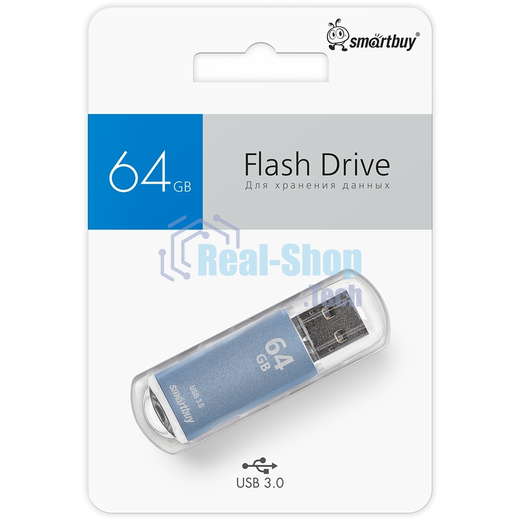 Флешка USB Smartbuy V-Cut Blue (SB64GbVC-B3), 64Gb, USB 3.0, R/W 75/30, голубой
