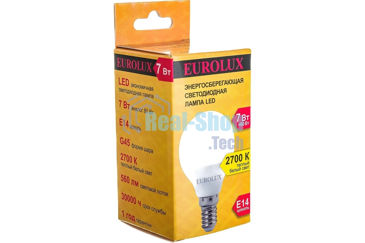 Лампа светодиодная EUROLUX LL-E-G45-7W-230-2,7K-E14