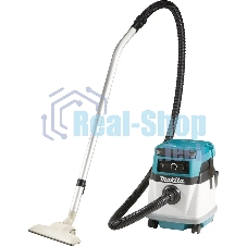 Строительный пылесос Makita DVC150LZ гибридное, белый, 320 Вт, уборка сухая/влажная, пылесборник мешок/контейнер, 15 л