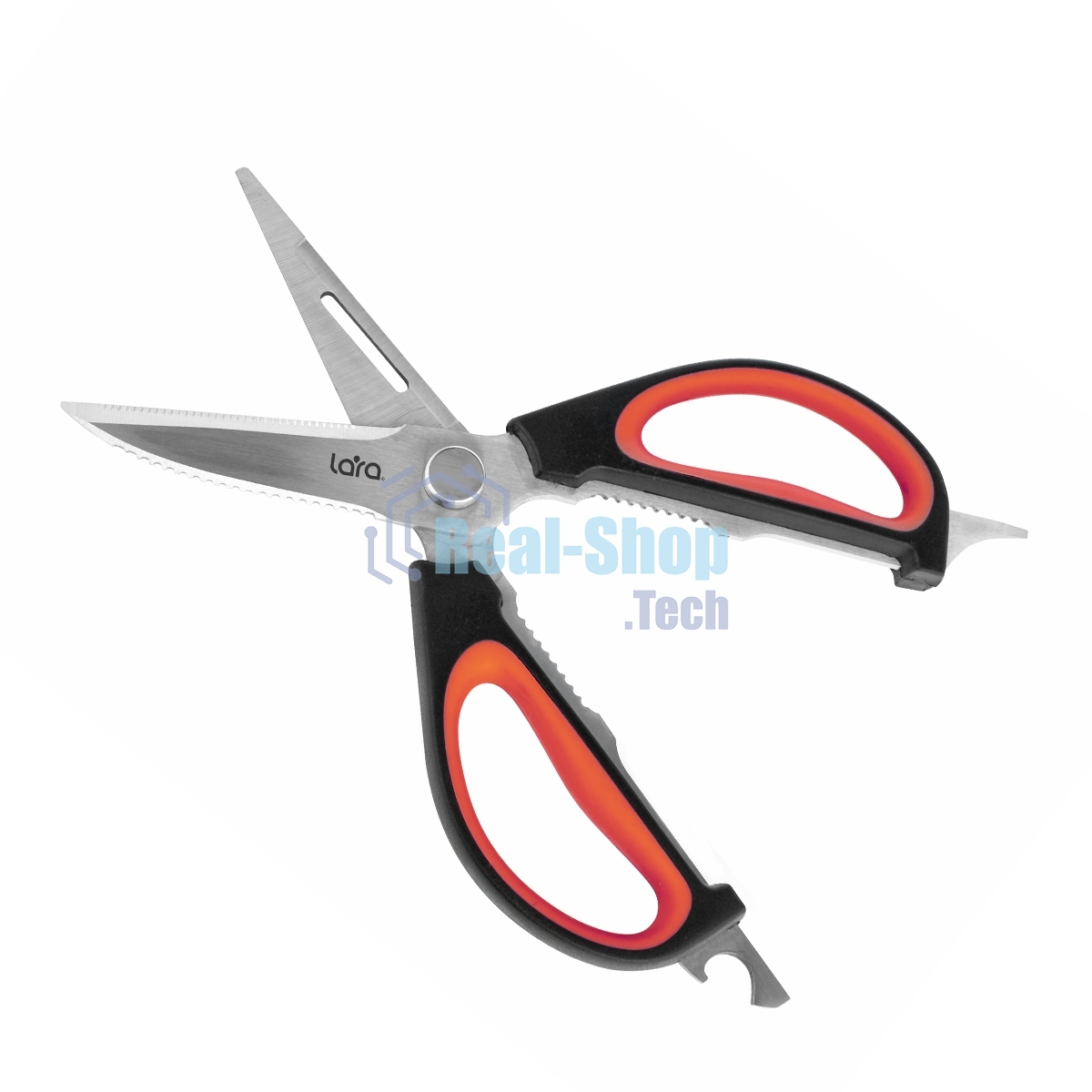 Ножницы LARA LR05-94 BLISTER 24,5 см 8 в 1 прорезиненные ручки, сверхострая заточка, нержавеющая сталь
