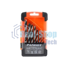 Набор сверл по дереву PATRIOT спиральные, W-образная заточка, 8 шт: 3, 4, 5, 6, 7, 8, 9, 10 мм, в пластиковом боксе