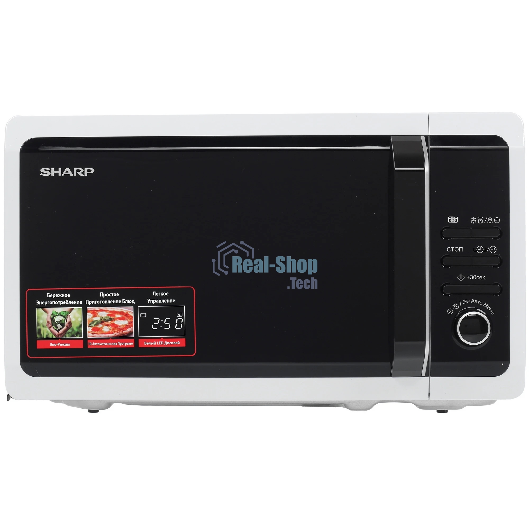 Микроволновая печь Sharp R2852RW белый, 20 л, 800 Вт, переключатели - кнопки/поворотный механизм