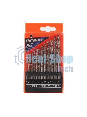 Набор сверл по металлу PATRIOT, HSS, 13 шт: 1,5-6,5 мм, в пластиковом боксе