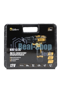 Дрель-шуруповерт аккумуляторная 12V 29 Нм KOLNER KCD 12/2C, БЗП 0,8-10мм, 0-350/1350 об/мин, 2 скорости, подсветка (2х1.5 А·ч, зу, кейс)