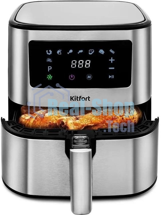 Аэрогриль Kitfort KT-2228 серебристый, 1700 Вт, 5.5 л, сенсор, 9 программ