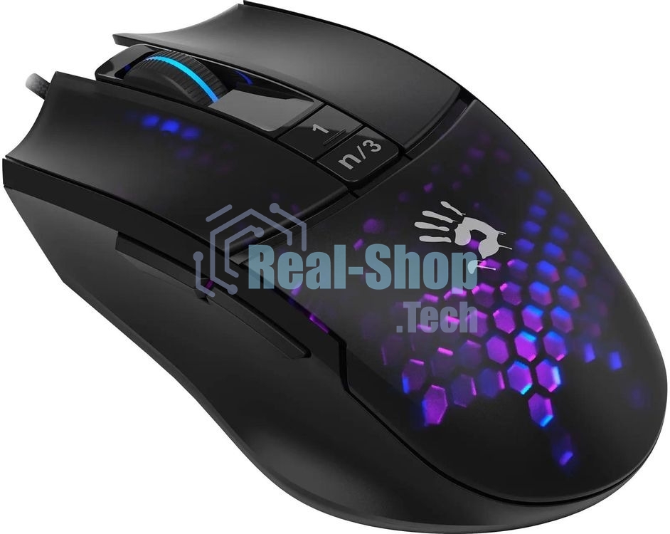 Мышь проводная A4Tech Bloody L65 Max черный/фиолетовый, 12000 dpi, USB, кнопки - 7