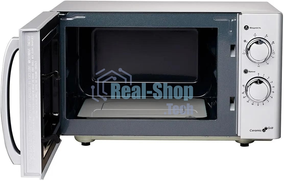 Микроволновая печь Steba MIC 2130 CERAMIC серебристый/черный, 20 л, 700 Вт, переключатели - поворотный механизм