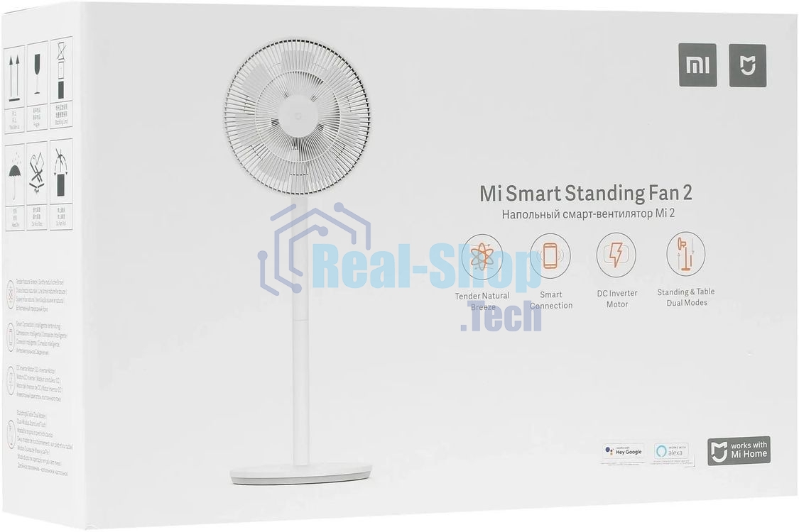 Вентилятор Xiaomi Mi Smart Standing Fan 2 белый, напольный, 15 Вт, 100 скоростей, 35.5 см
