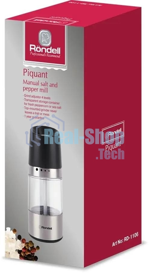 Мельница для соли и перца Rondell Piquant RD-1106, черный
