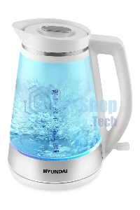 Чайник электрический Hyundai HYK-G3037 1.9л. 3000Вт белый/прозрачный (корпус: стекло)