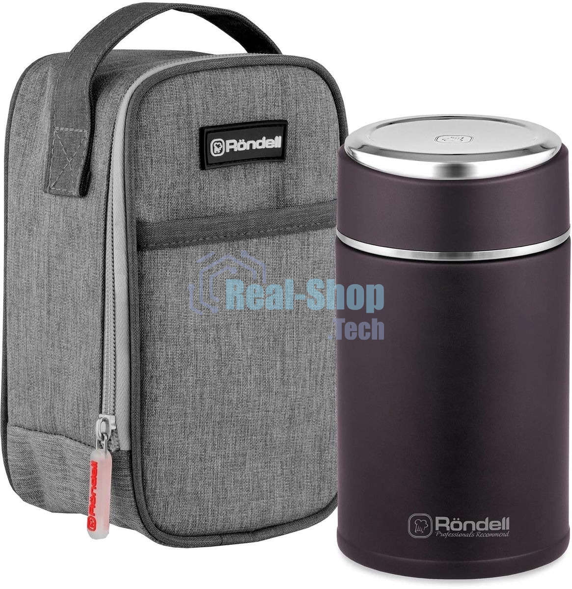 Термос для еды Rondell Tierno RDS-1661 0.7 л. бордовый с чехлом картонная коробка