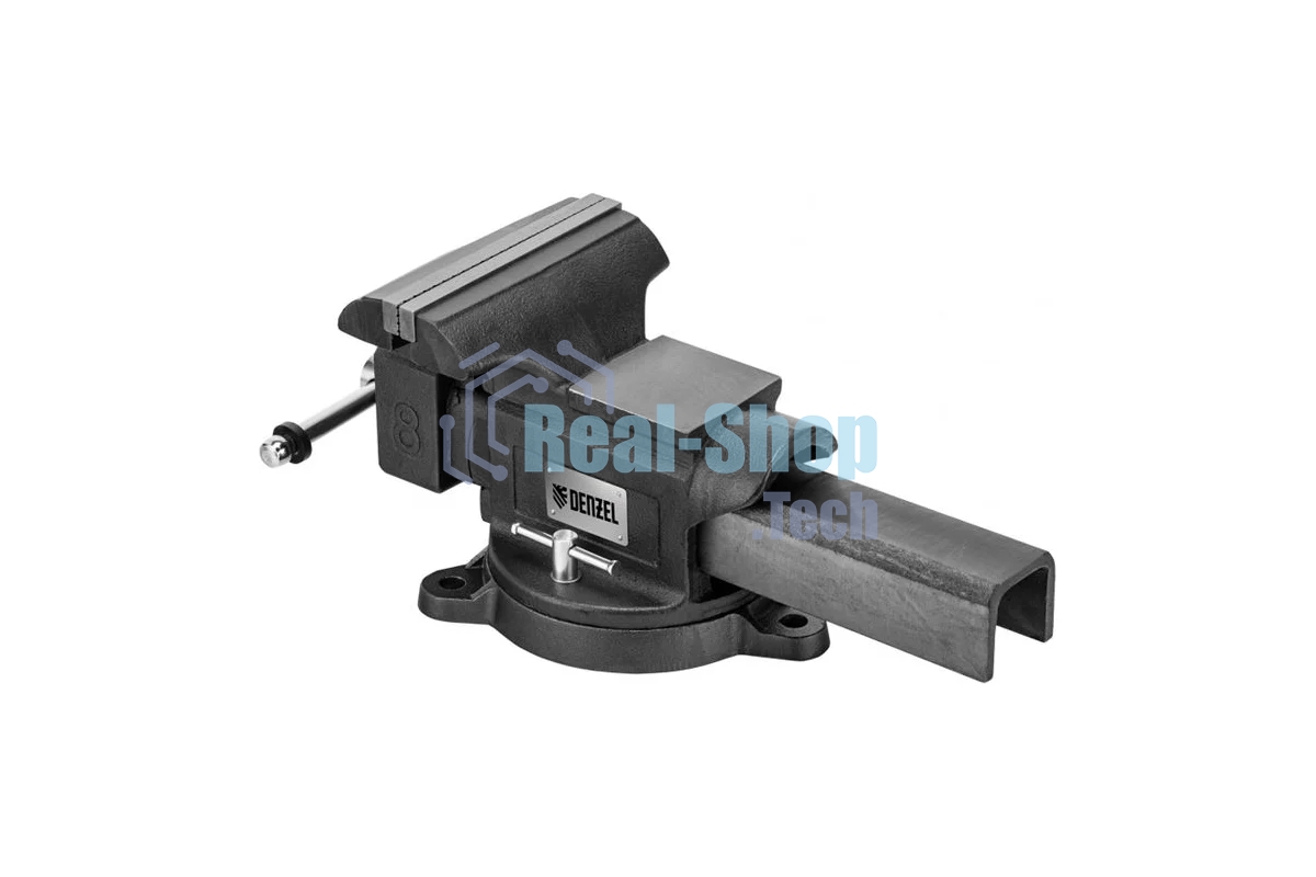 Тиски слесарные Denzel BVH-200, 200 мм, поворотные, стальная направляющая, с наковальней