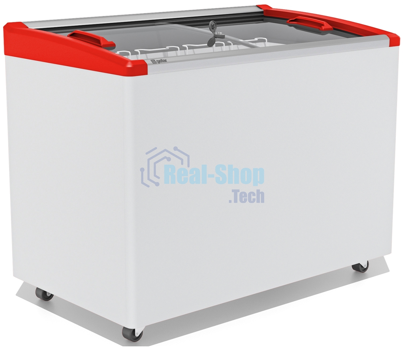 Морозильный ларь FROSTOR GELLAR FG 350 E, белый/красный, 310л, 3 корзины