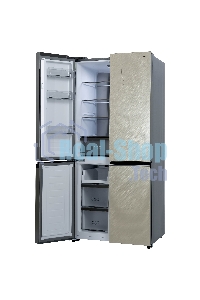 Холодильник Бирюса CD 496 TGG текстурированное бежевое стекло трехкамерный 334/162л морозилка снизу, No Frost, Side by Side