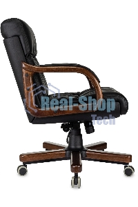 Кресло руководителя Бюрократ T-9932W-LOW-Eco черный, эко.кожа, низк.спин. крестов. металл/дерево