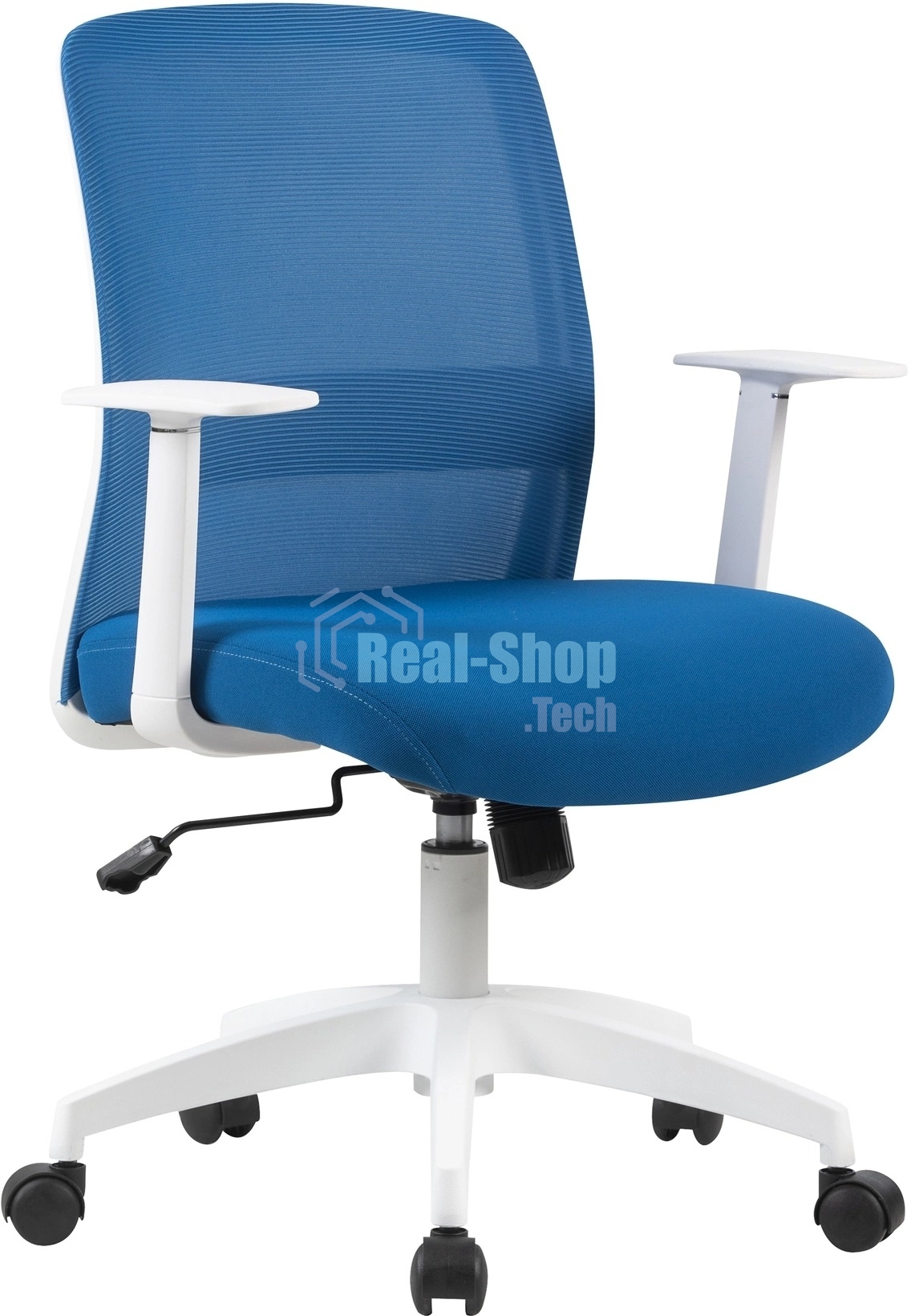 Кресло компьютерное Cactus CS-WMC333-BL темно-синий, сиденье темно-синий, сетка/ткань, низк.спин. крестов. пластик, пластик белый