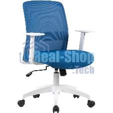Кресло компьютерное Cactus CS-WMC333-BL темно-синий, сиденье темно-синий, сетка/ткань, низк.спин. крестов. пластик, пластик белый