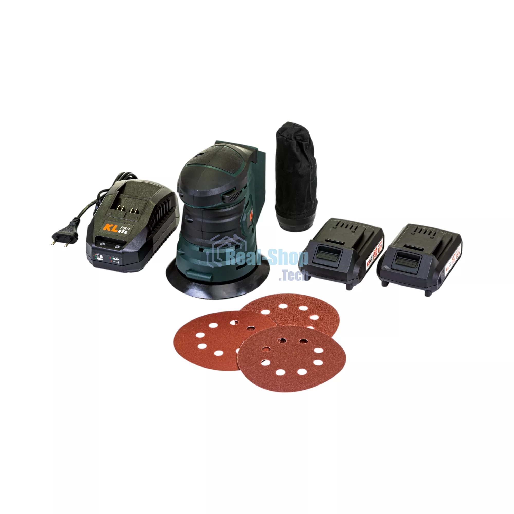 Эксцентриковая шлифовальная машина аккумуляторная KLPRO KLEZ18-20 (18В, Li-ion-2шт, 2.0А·ч, ЗУ 2,4А)