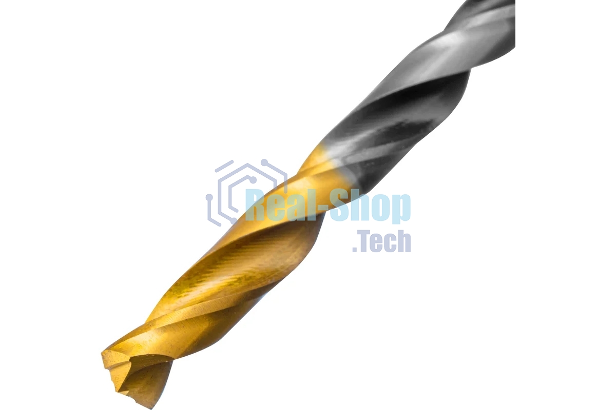 Сверло спиральное по металлу Denzel 5,5 x 93мм, Р6М5, Golden Tip, многогранная заточка