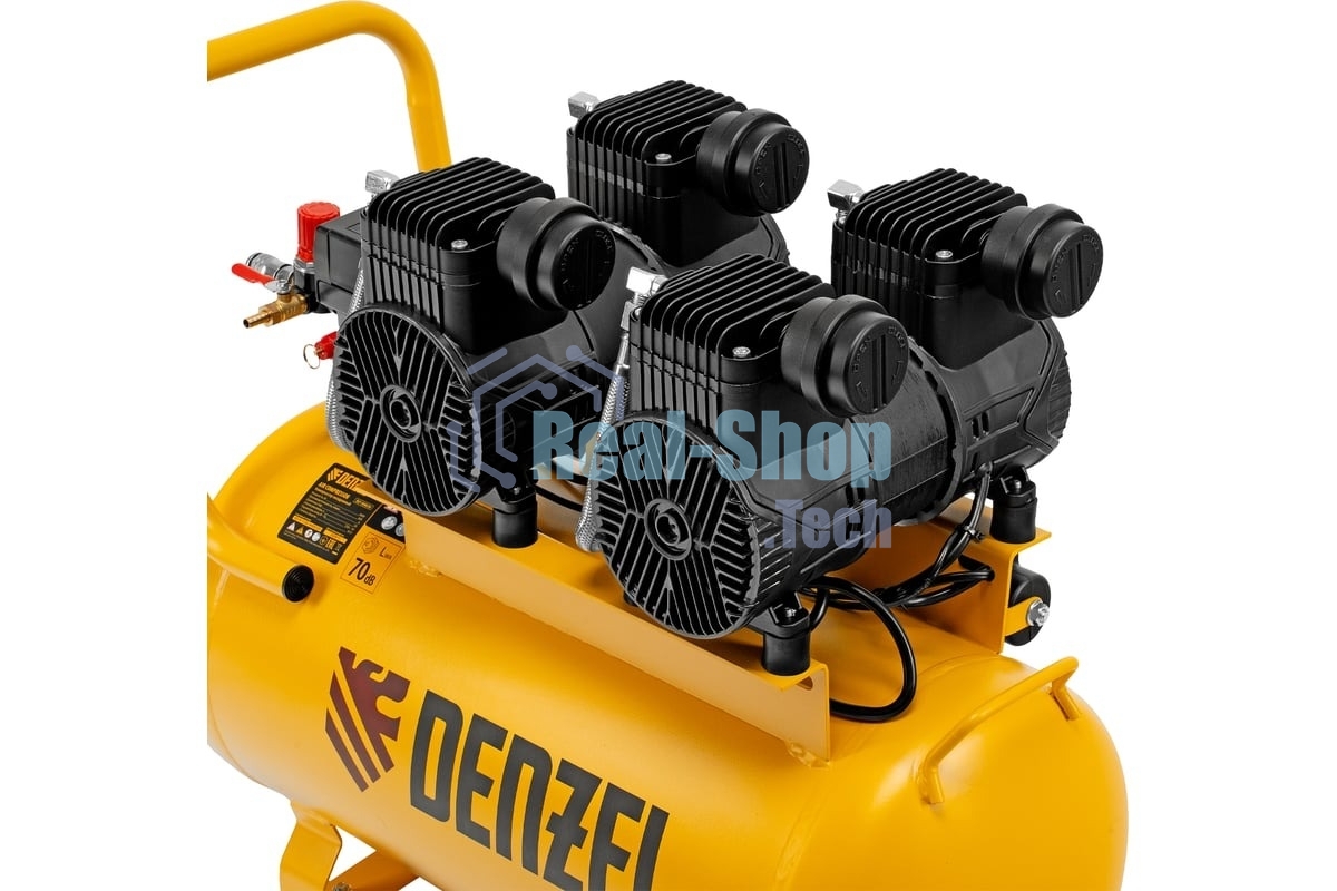 Компрессор безмасл. малошумный Denzel DLP -3000/50, 3 кВт, 2х1,5 кВт,50 л, 2850 об/мин,500 л/мин