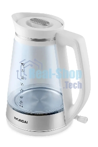Чайник электрический Hyundai HYK-G3037 1.9л. 3000Вт белый/прозрачный (корпус: стекло)