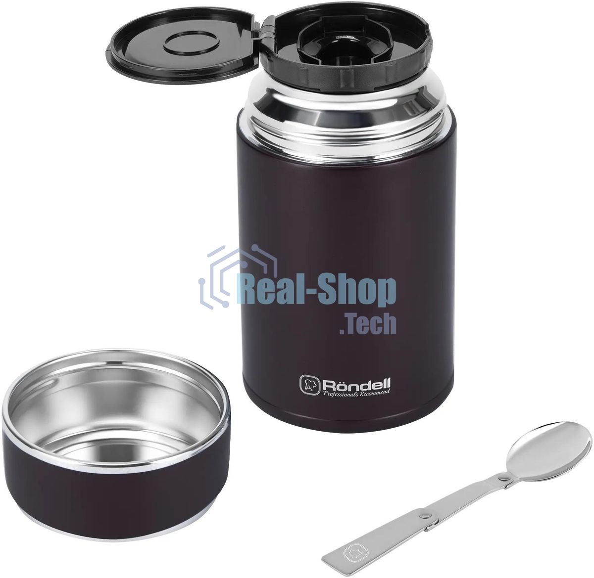 Термос для еды Rondell Tierno RDS-1661 0.7 л. бордовый с чехлом картонная коробка