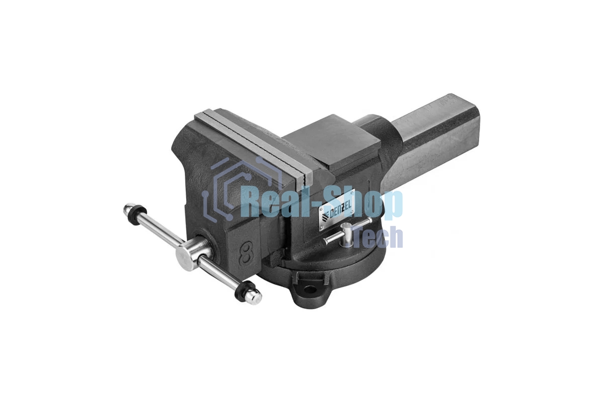 Тиски слесарные Denzel BVH-200, 200 мм, поворотные, стальная направляющая, с наковальней