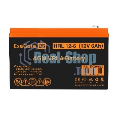 Аккумуляторная батарея ExeGate HRL 12-6 (12V 6Ah 1224W, клеммы F2)