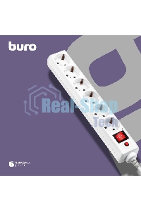 Сетевой фильтр Buro 600SH-16-3-W 3 м (6 розеток) белый (коробка)