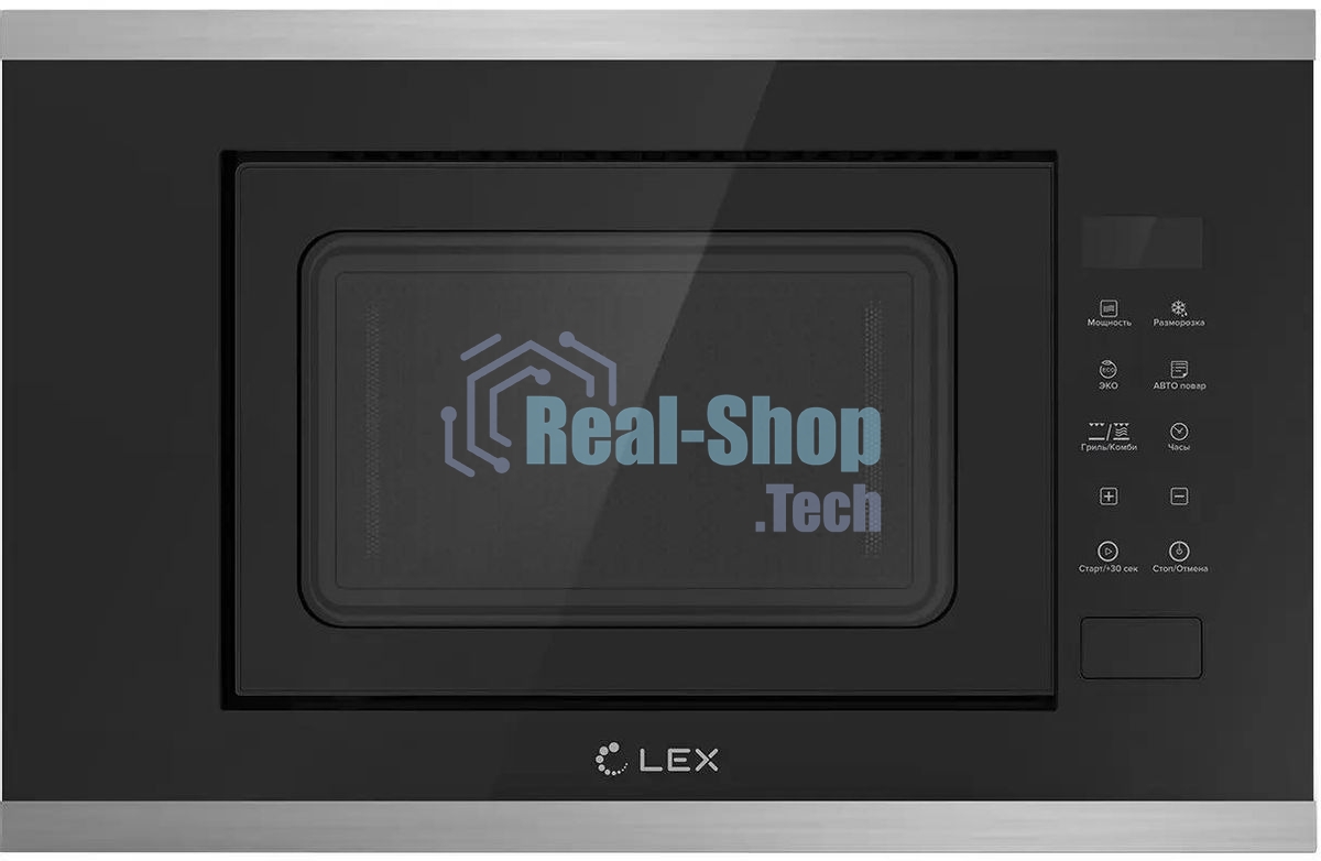 Микроволновая печь встраиваемая LEX BIMO 20.02 нержавеющая сталь/черный, 20 л, 700 Вт, переключатели - сенсор