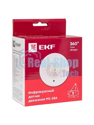 Датчик движения EKF MS-28A PROxima (dd-ms-28A) ИК потолочный 1200 Вт 360 гр. до 8 м IP20