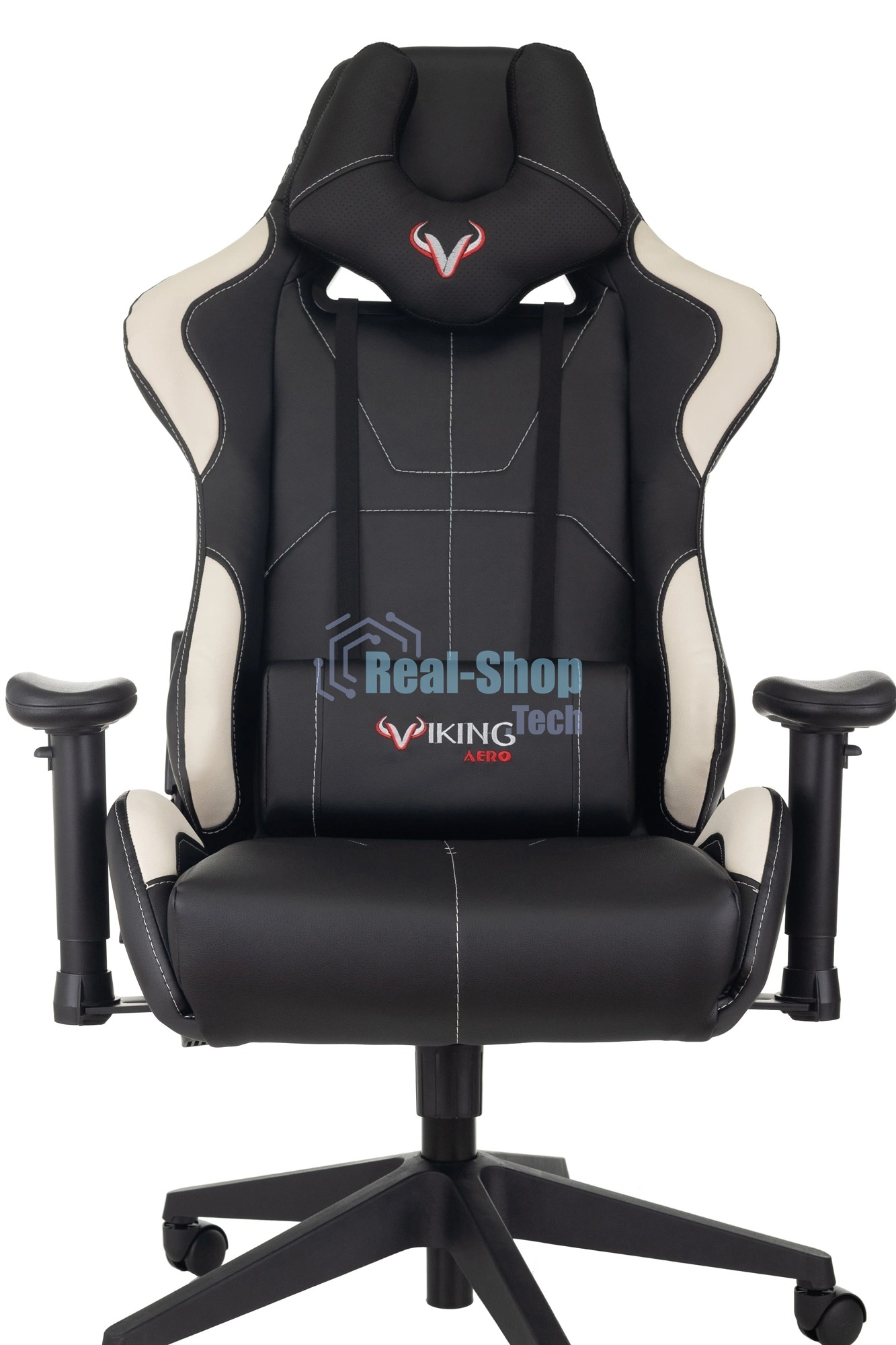 Кресло игровое Бюрократ VIKING 5 AERO WHITE черный/белый искусственная кожа