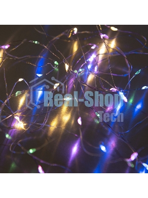 Гирлянда светод. Funray Нить, SE-STRING-550M, 5м, 50 LED, мульти (4цв.), 3xАА, серебр. шнур 0,3м