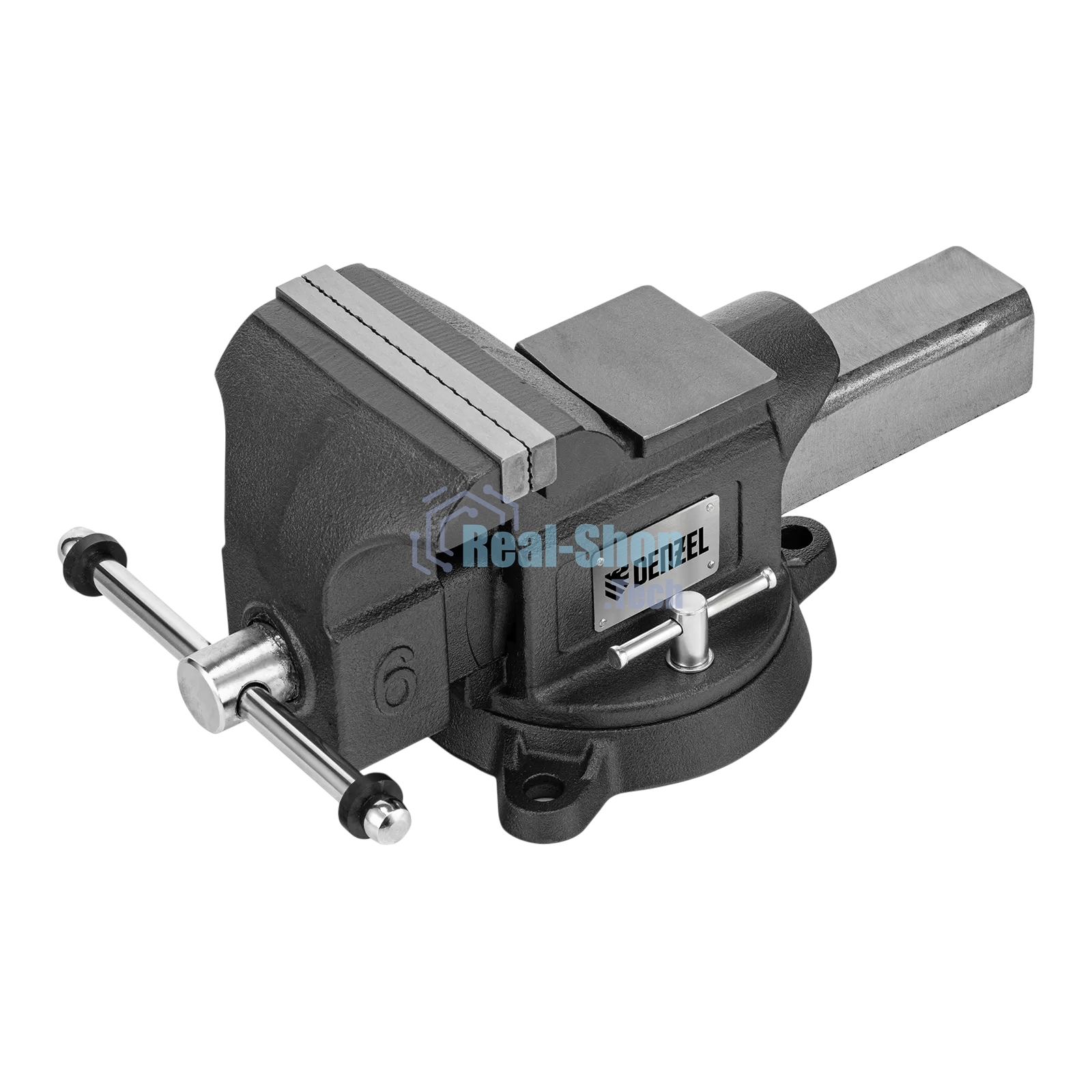 Тиски слесарные Denzel BVH-150 150 мм, поворотные, стальная направляющая, с наковальней