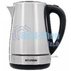 Чайник электрический Hyundai HYK-S3020 1.7 л, 2200 Вт, серебристый матовый/черный (корпус: металл)