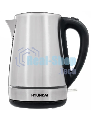 Чайник электрический Hyundai HYK-S3020 1.7 л, 2200 Вт, серебристый матовый/черный (корпус: металл)
