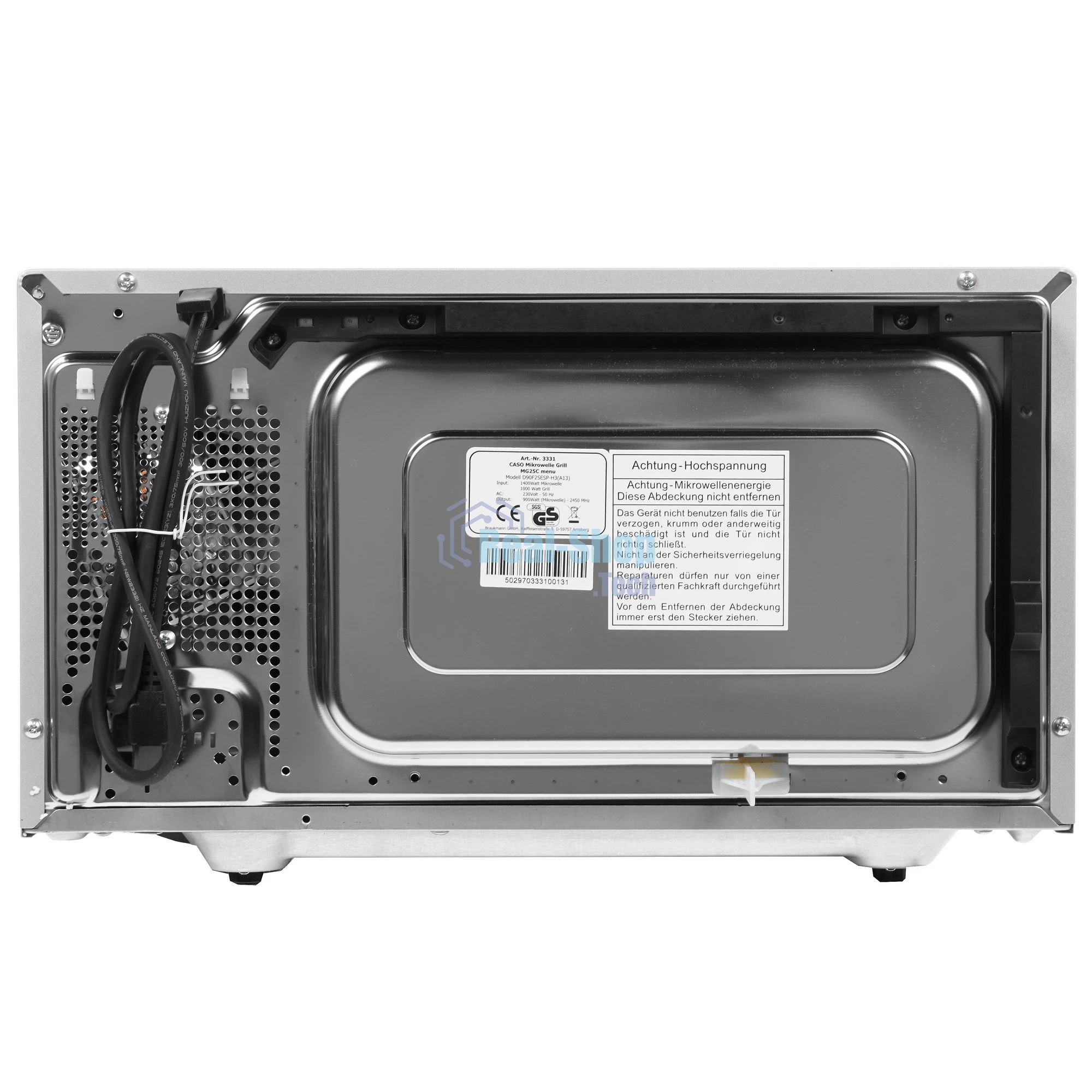 Микроволновая печь CASO MG 25 Ceramic Menu серебристый/черный, 25 л, 900 Вт, переключатели - кнопки, поворотный механизм