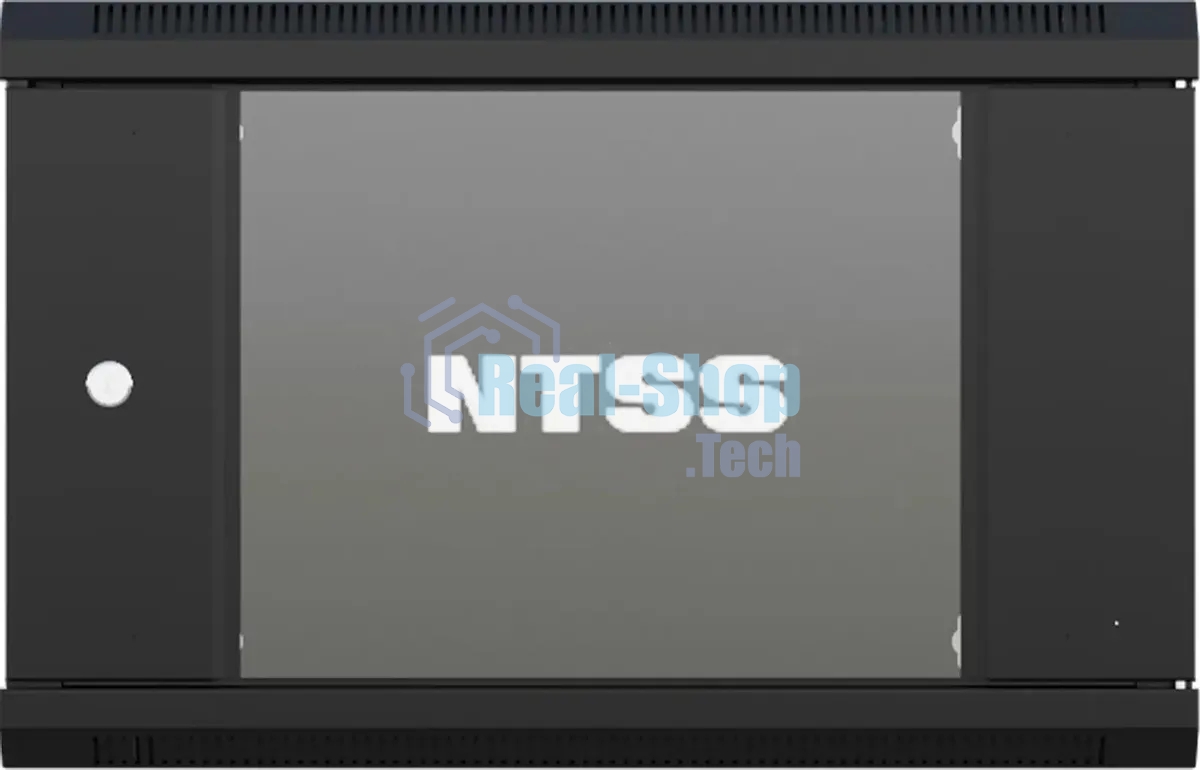 Шкаф коммутационный NTSS NTSS-W12U6045GS (NTSS-W12U6045GS-BL) настенный 12U 570x450 мм пер. дв. стекл 60 кг черный 350 мм 22.2 кг 220 град. 635 мм IP20 сталь