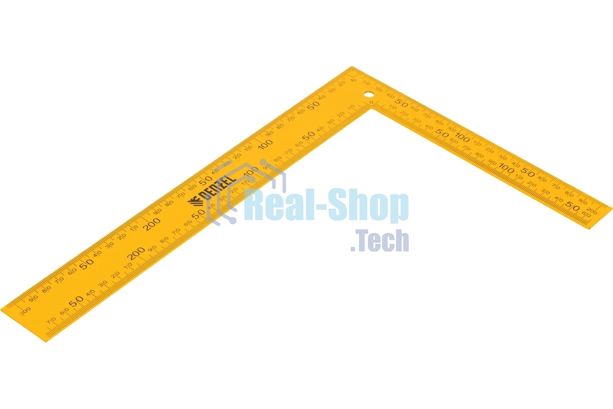 Угольник Denzel стальной, 200 мм х 300 мм, ультрафиолетовая печать (измерительная шкала)