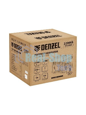 Электрогенератор бензиновый инверторный Denzel GK-2200iF, 2.2 кВт, 95 дБ, 27 кг