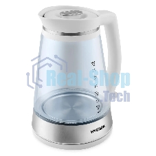 Чайник электрический Hyundai HYK-G3037 1.9л. 3000Вт белый/прозрачный (корпус: стекло)