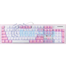 Клавиатура проводная REDRAGON Hades Бело-розовая, тихая, 104 кн.